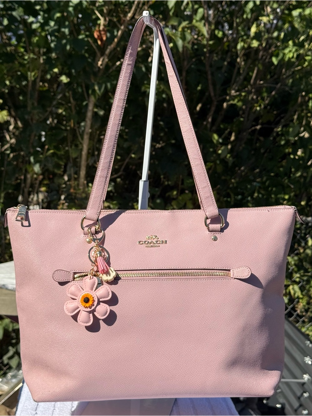 Coach Zip Top Gallery Tote & Pink Floral Charm Tote Bag